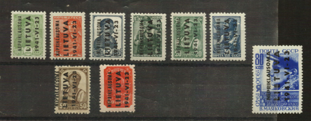 GERMAN OCCUPATION of LITHUANIA 1941 Definitives. Set of 9. - 21171 - LHM image 0