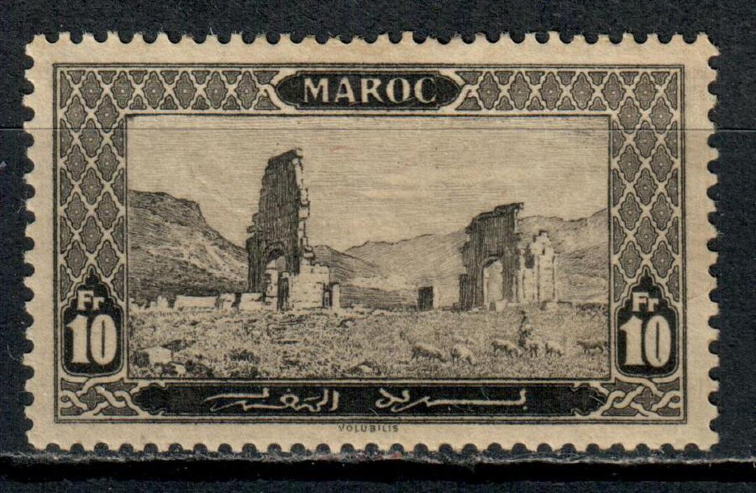 FRENCH MOROCCO 1917 Definitive 10fr Black-Brown. Well centred and good perfs. The top value. Gum adhesion. - 71238 - Mint image 0