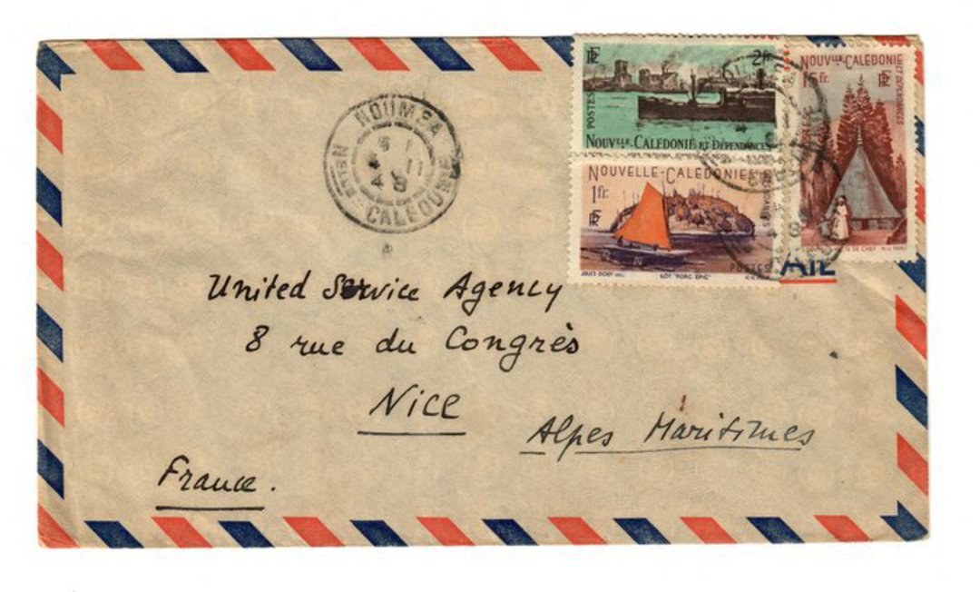 NEW CALEDONIA 1948 Airmail Letter from Noumea to Nice. - 37877 - PostalHist image 0