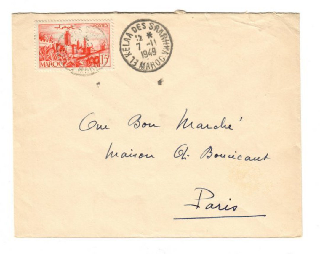 FRENCH MOROCCO 1949 Letter from Welkelaa des Srarhka to Paris. - 37736 - PostalHist image 0