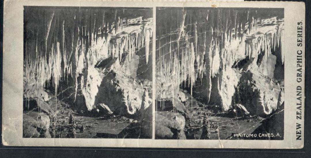 Stereo card New Zealand Graphic series of Waitomo Caves. Repaired. - 140059 - Postcard image 0