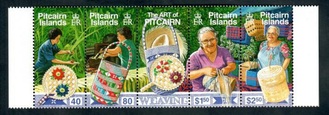 PITCAIRN ISLANDS 2002 Weaving. Strip of 4 and label. - 52193 - UHM image 0