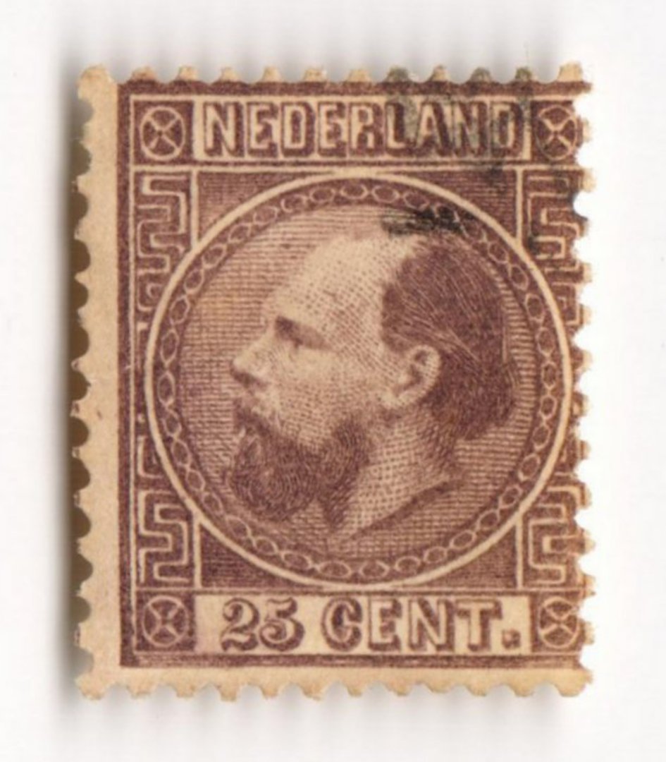 NETHERLANDS 1867 Definitive 25c purple. Perf 12½ x 12. Centred to right. Good perfs. - 21205 - FU image 0