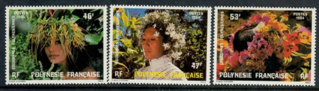 FRENCH POLYNESIA 1984 Floral Headdresses. Second series. Set of 3. - 50677 - UHM image 0