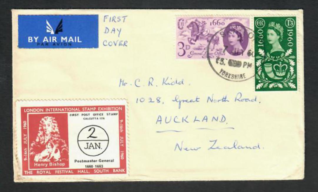 GREAT BRITAIN 1960 Tercentenary of the Establishment of the General Letter Office. Set of 2 on first day cover with London Inter image 0