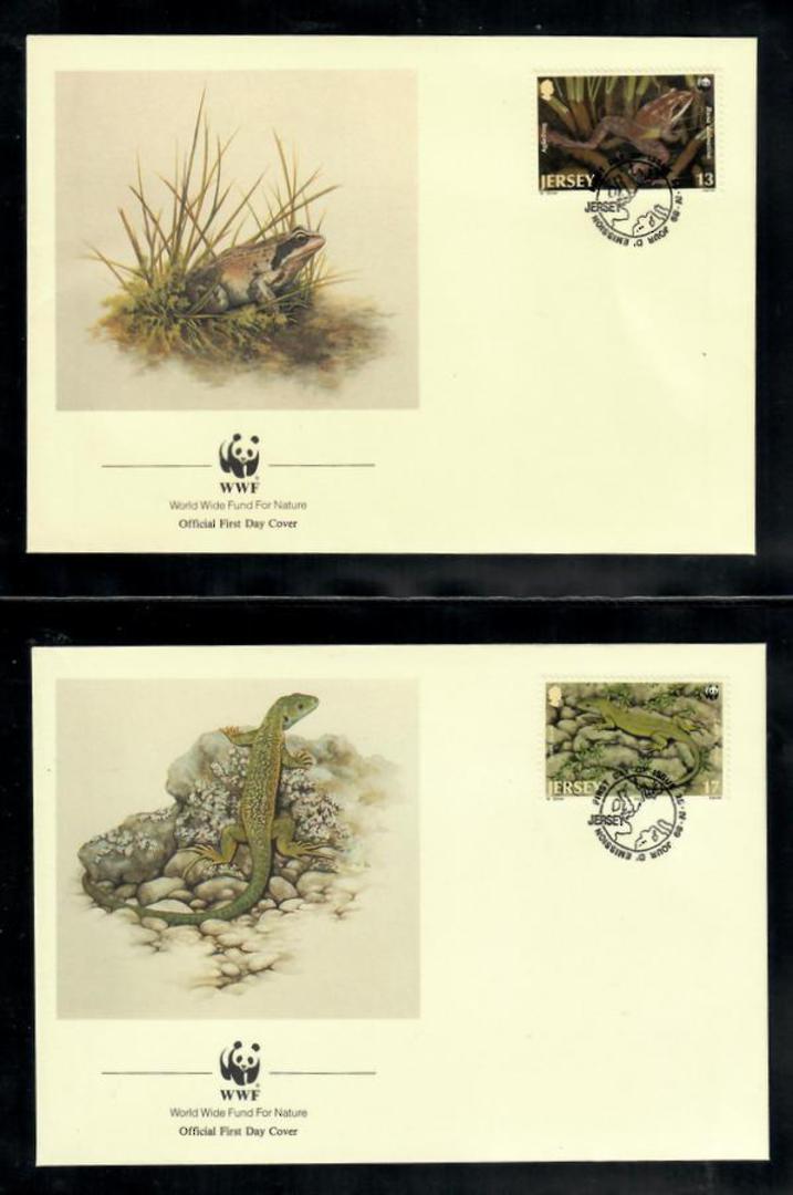 JERSEY 1989 World Wildfile Fund. Set of 4 in mint never hinged and on first day covers with 6 pages of official text. The comple image 2