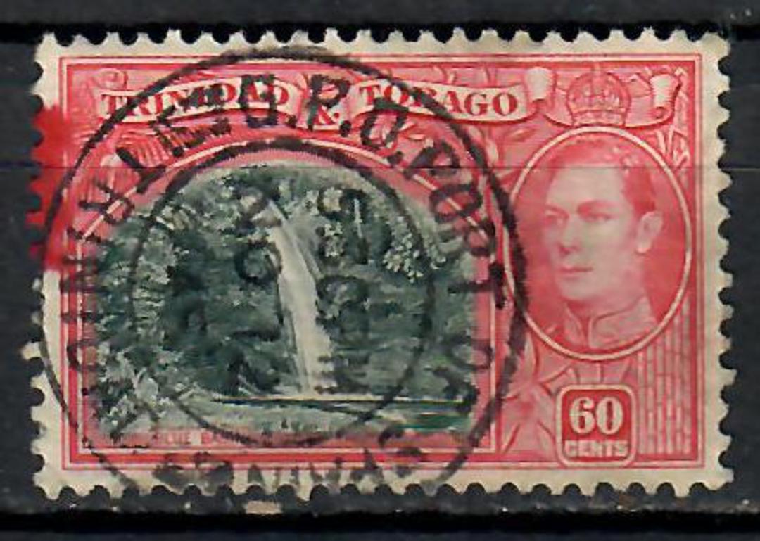 TRINIDAD & TOBAGO 1938 Geo 6th Definitive 60c. Pori of Spain postmark. Large in the colour of the stamp in the top left. - 70975 image 0