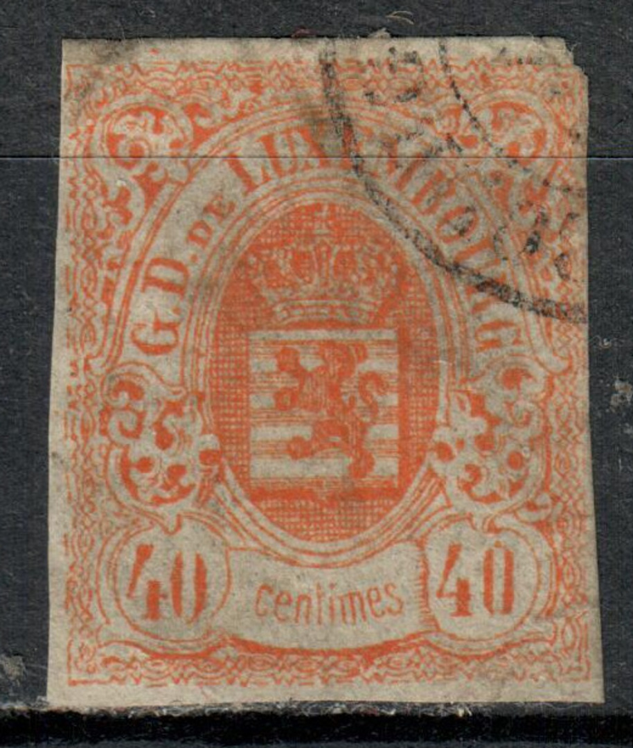 LUXEMBOURG 1859 Definitive 40c Orange. Good margins all round but dull corner top right. - 73892 - Used image 0