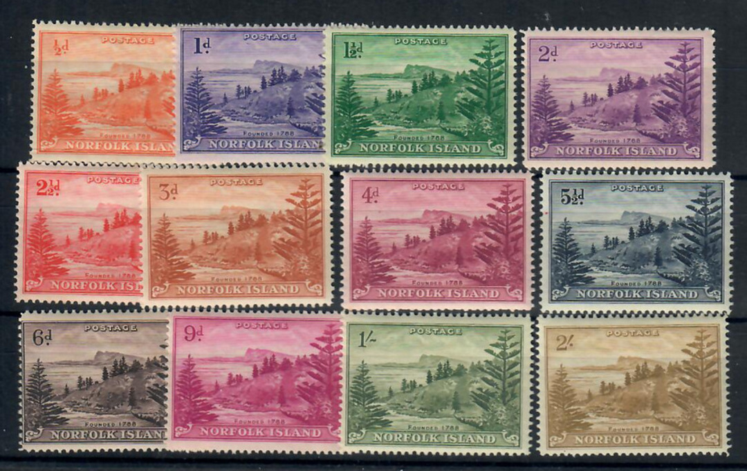 NORFOLK ISLAND 1947 Definitives. Original set of 12 on the "toned paper" as described in the catalogue. - 22043 - UHM image 0