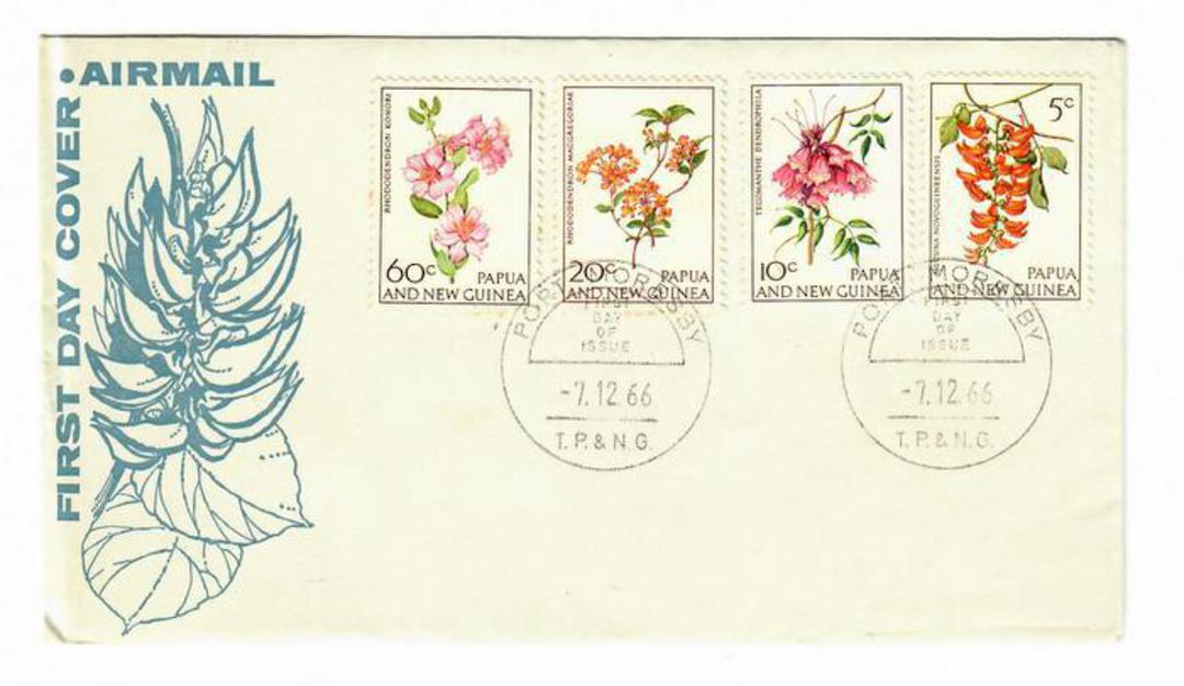 PAPUA NEW GUINEA 1966 Flowers. Set of 4 on first day cover. - 32143 - FDC image 0