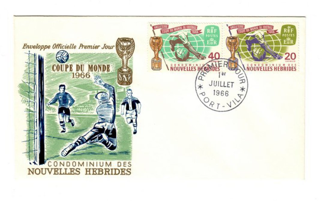 NOUVELLES HEBRIDES 1966 World Cup. Set of 2 on first day cover. - 37891 - FDC image 0