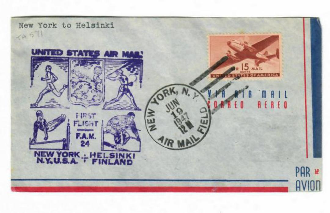 USA 1947 F A M First Flight New York to Helsinki. image 0
