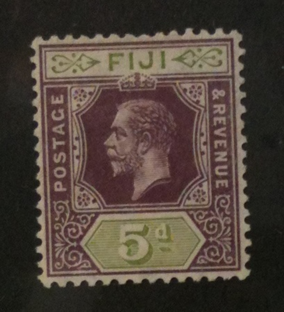 FIJI 1912 Geo 5th Definitive 5d Dull Purple and Olive-Green. Wmk Mult Crown CA. - 72030 - LHM image 0