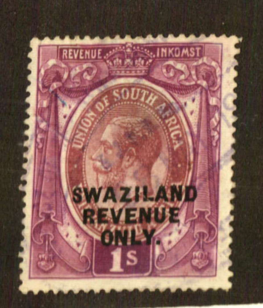SWAZILAND 1925 Geo 5th Revenue 1/- Violet and Purple. - 76126 - Used image 0