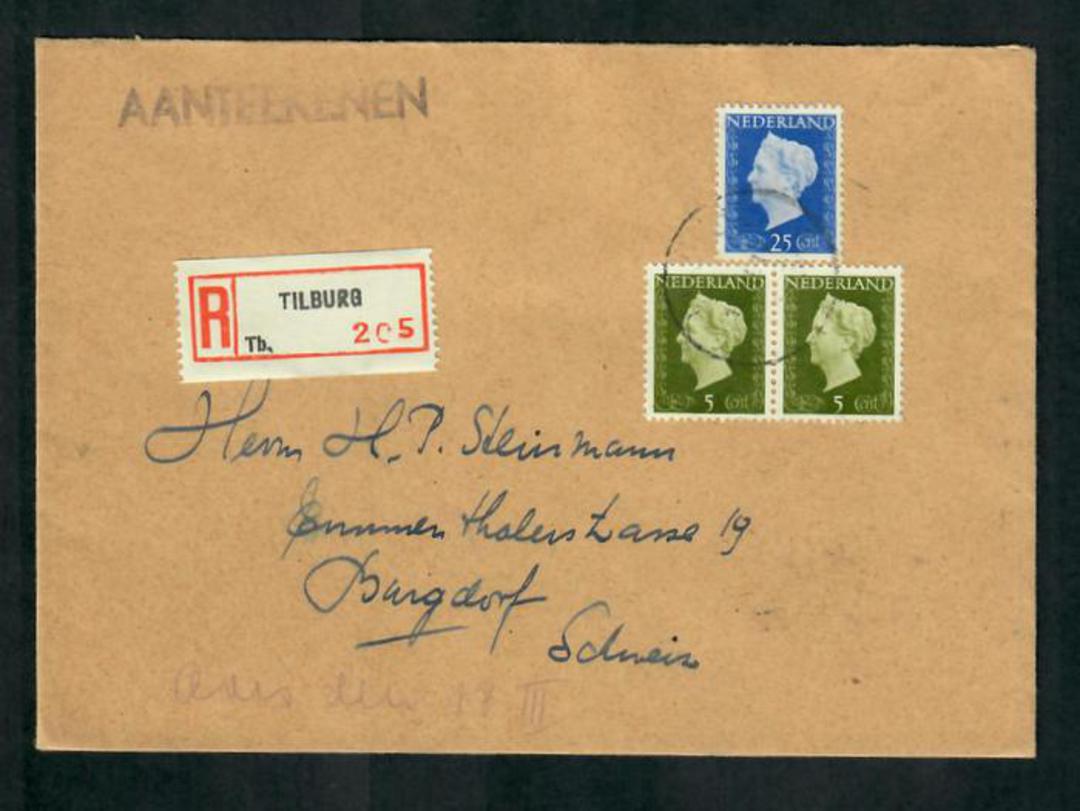 NETHERLANDS 1947 Registered Letter from Tilburg Holland to Burgdorf Switzerland (backstamp 17/3/48). Top condition. - 31284 - Po image 0