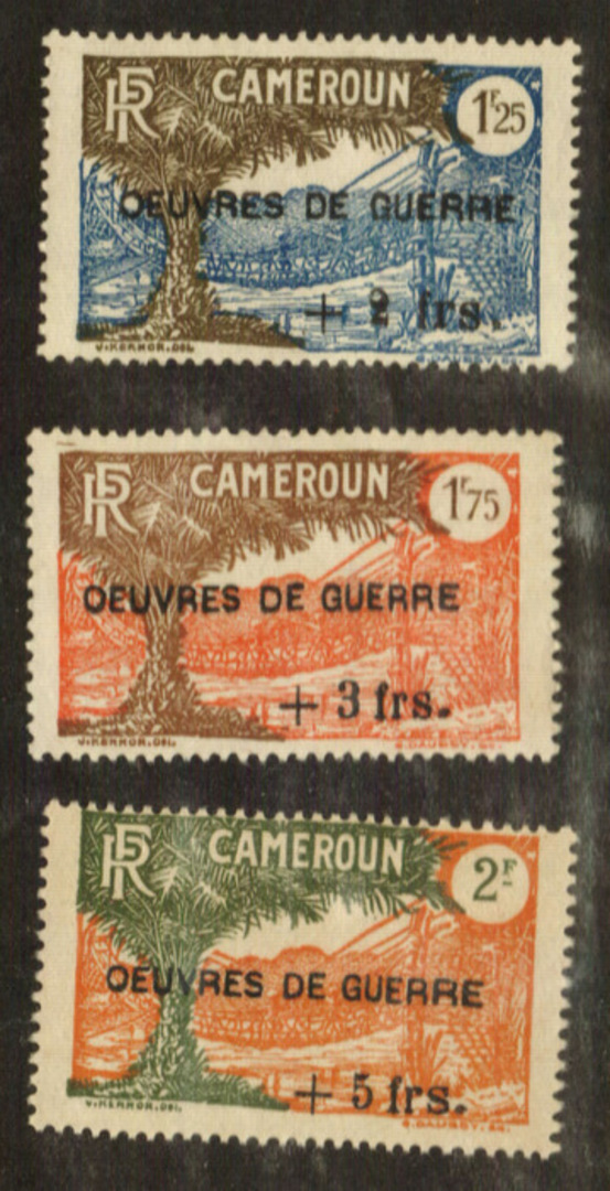 CAMEROUN 1940 War Relief Fund Surcharges. Set of 3. - 76475 - UHM image 0