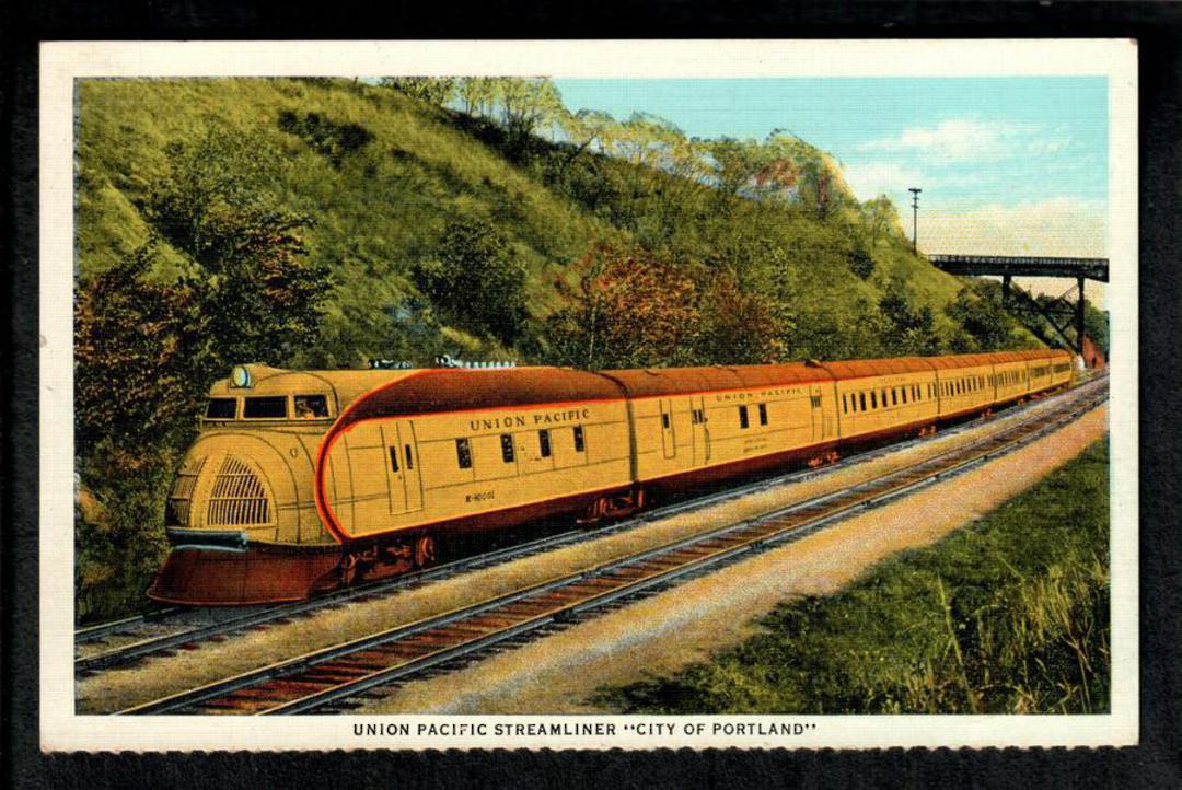 USA Coloured Postcard by Union Pacific Railroad of Union Pacific Streamliner City of Portland. - 40694 - Postcard image 0