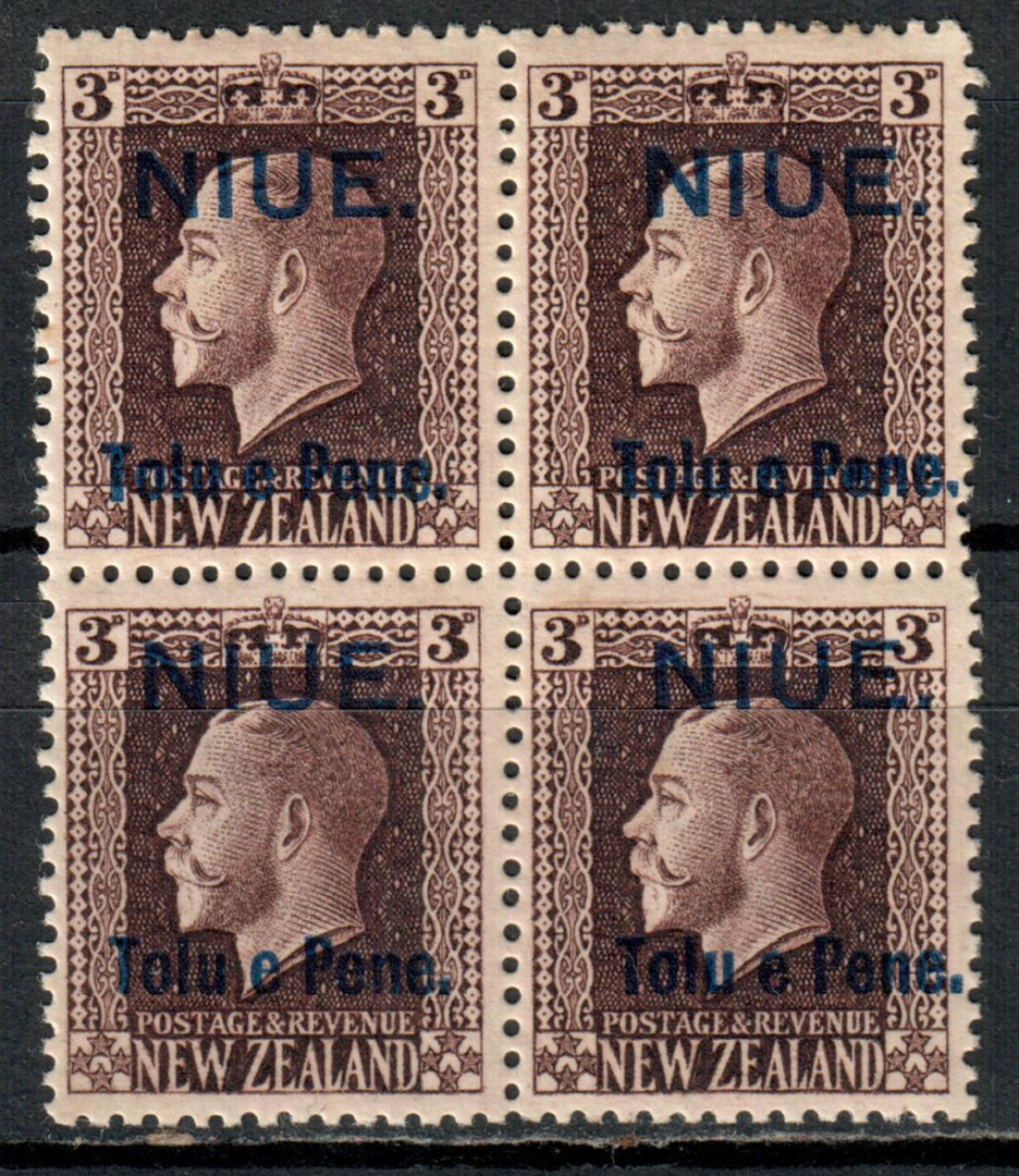 SAMOA 1917 Geo 5th Definitive 3d Chocolate. Block of 4. Two perf pairs. - 72058 - Mint image 0
