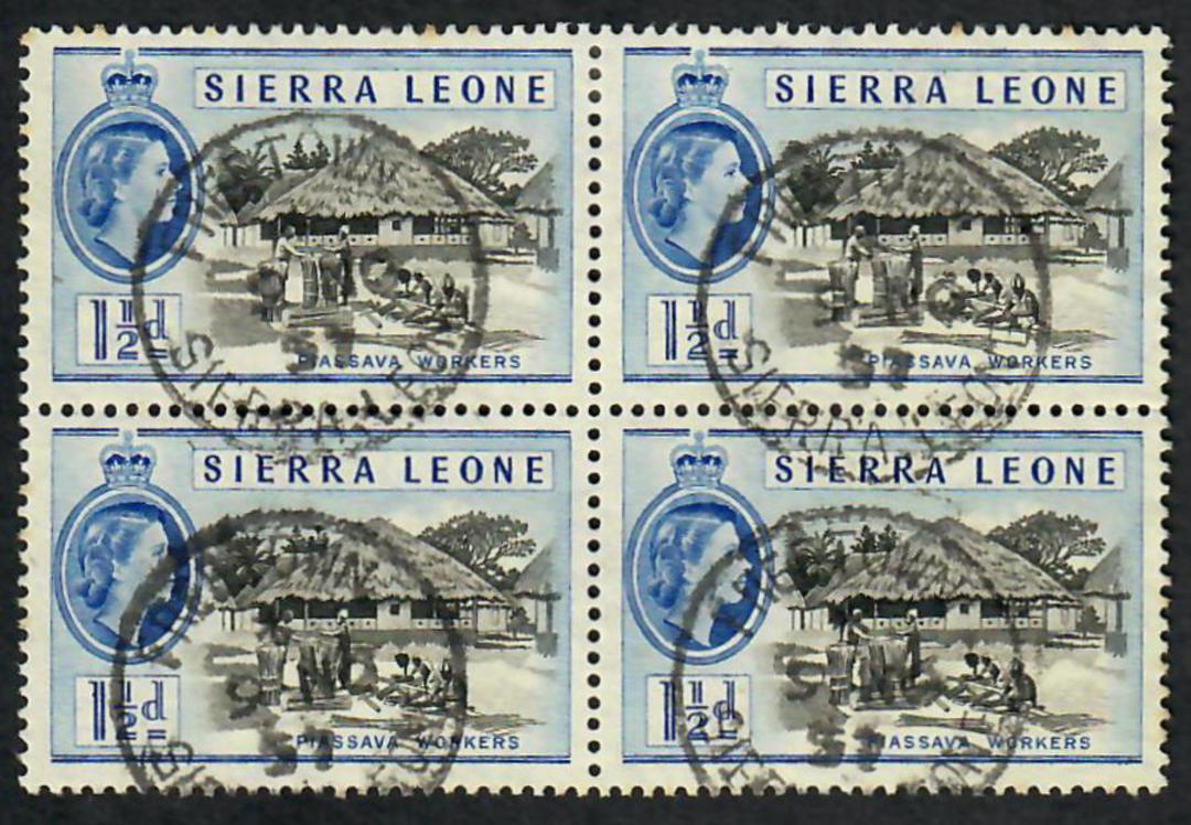 SIERRA LEONE 1956 Elizabeth 2nd Definitives 1½d and 6d in blocks of 4. - 23132 - UHM image 1