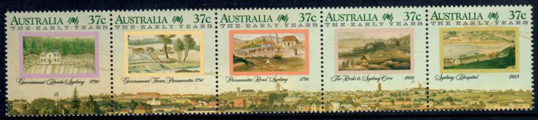AUSTRALIA 1988 Bicentenary of the Settlement of Australia. Twelfth series. The Early Years. Paintings. Strip of 5. - 50778 - UHM image 0