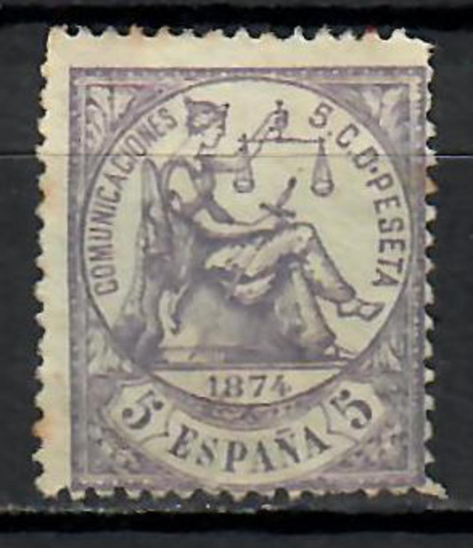 SPAIN 1874 Definitive 5c Bright Mauve. Clean. Hinge Remains - 71017 - Mint image 0