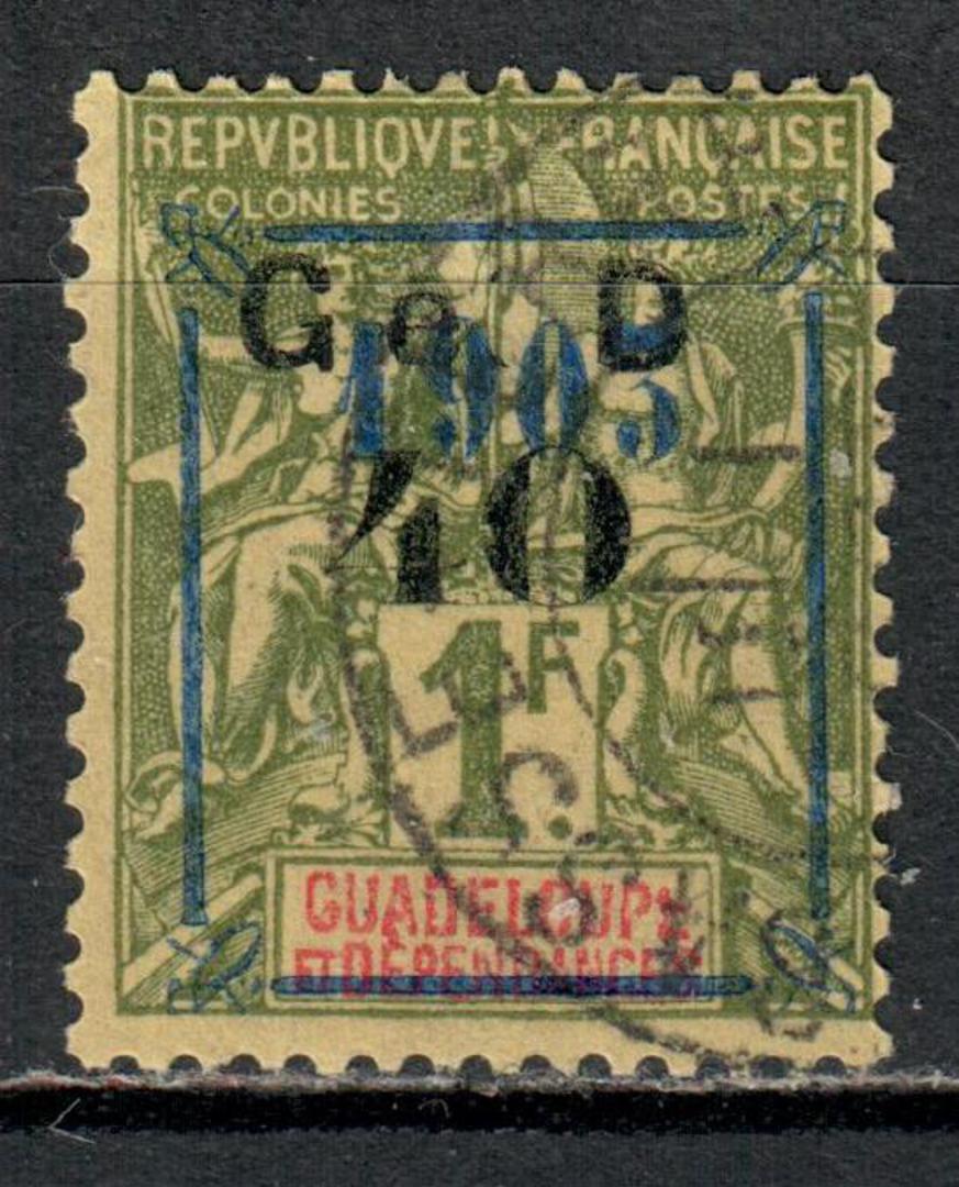 GUADELOUPE 1904 Definitive Surcharge 40c on 1fr Olive-Green on (paper coloured) toned further overprinted 1903 in blue. - 75956 image 0