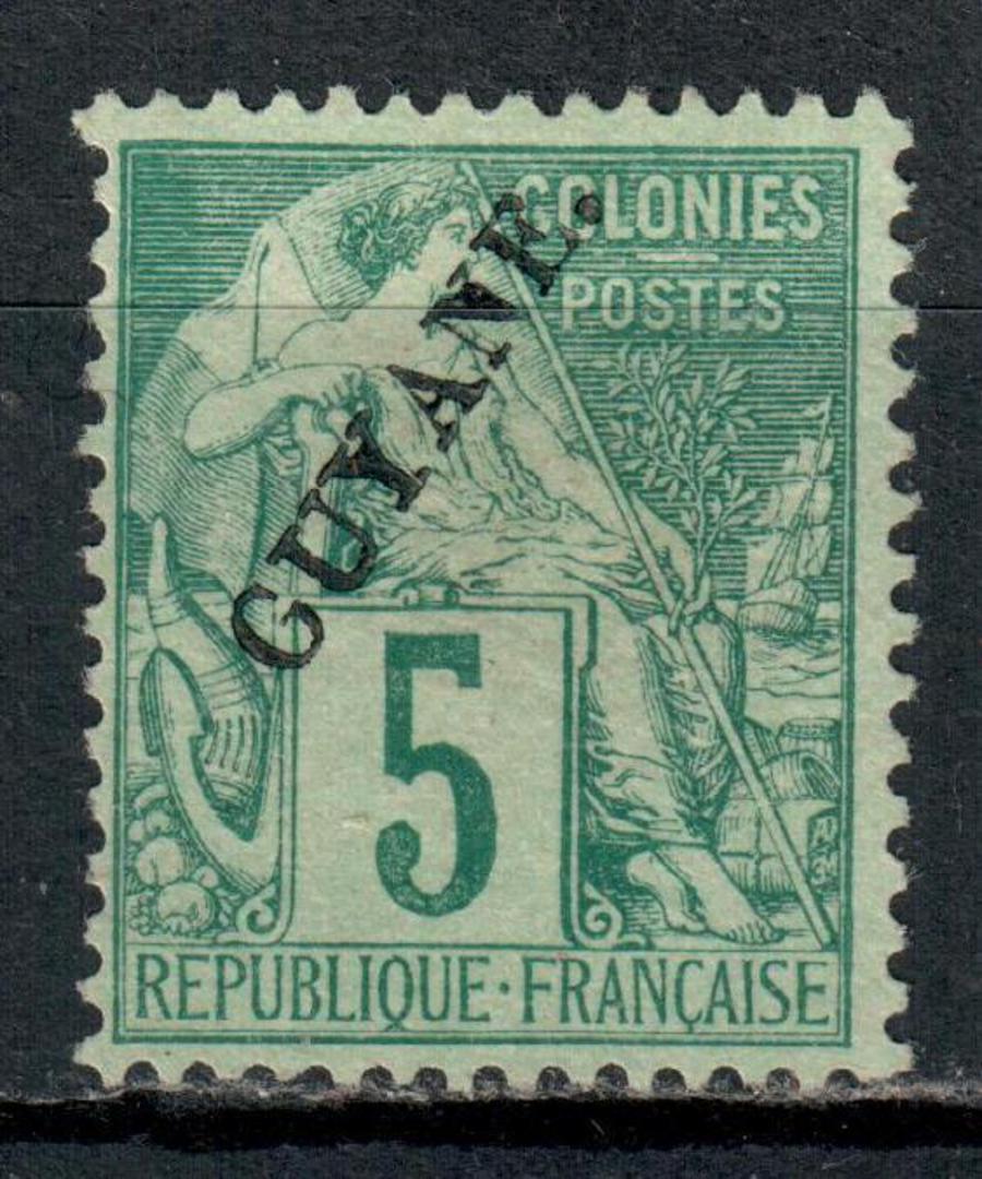 FRENCH GUIANA 1892 Surcharge on Commerce type 5c Green on pale green. - 72393 - MNG image 0