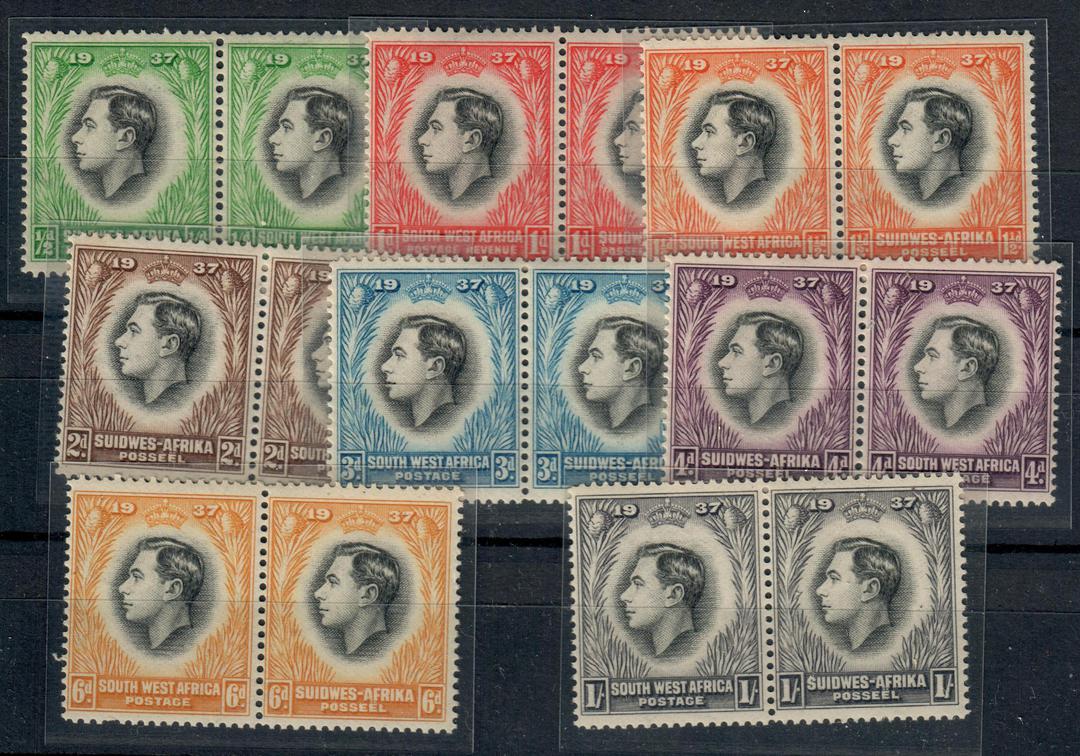 SOUTH WEST AFRICA 1937 Coronation. Set of 8 in joined pairs. - 20934 - UHM image 0