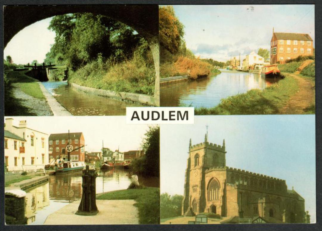 AUDLEM Montage of views including three view of the Shropshire Union Canal. Modern Coloured Postcard. - 442565 - Postcard image 0