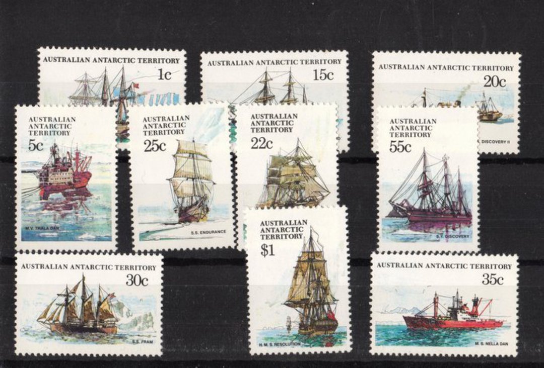 AUSTRALIAN ANTARCTIC TERRITORY 1979 Ships. Part set of 10. The two high values and the more expensive 15c are there. Missing are image 0