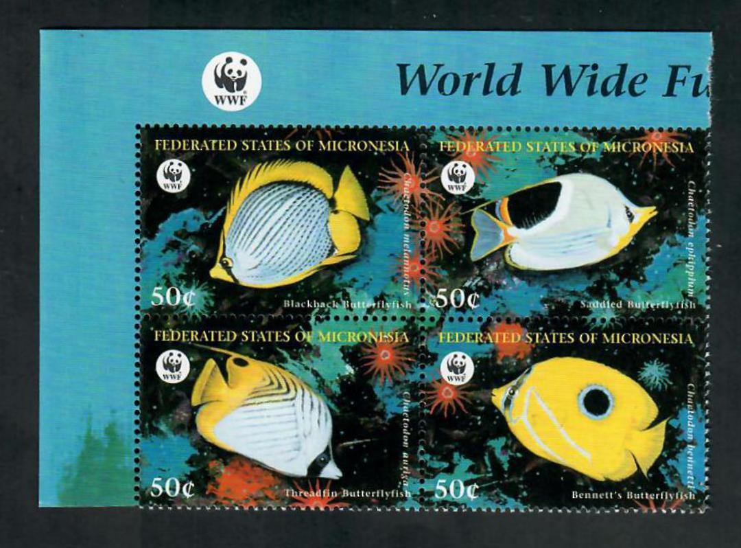 MICRONESIA World Wildlife Fund Fish. Block of 4. - 20519 - UHM image 0