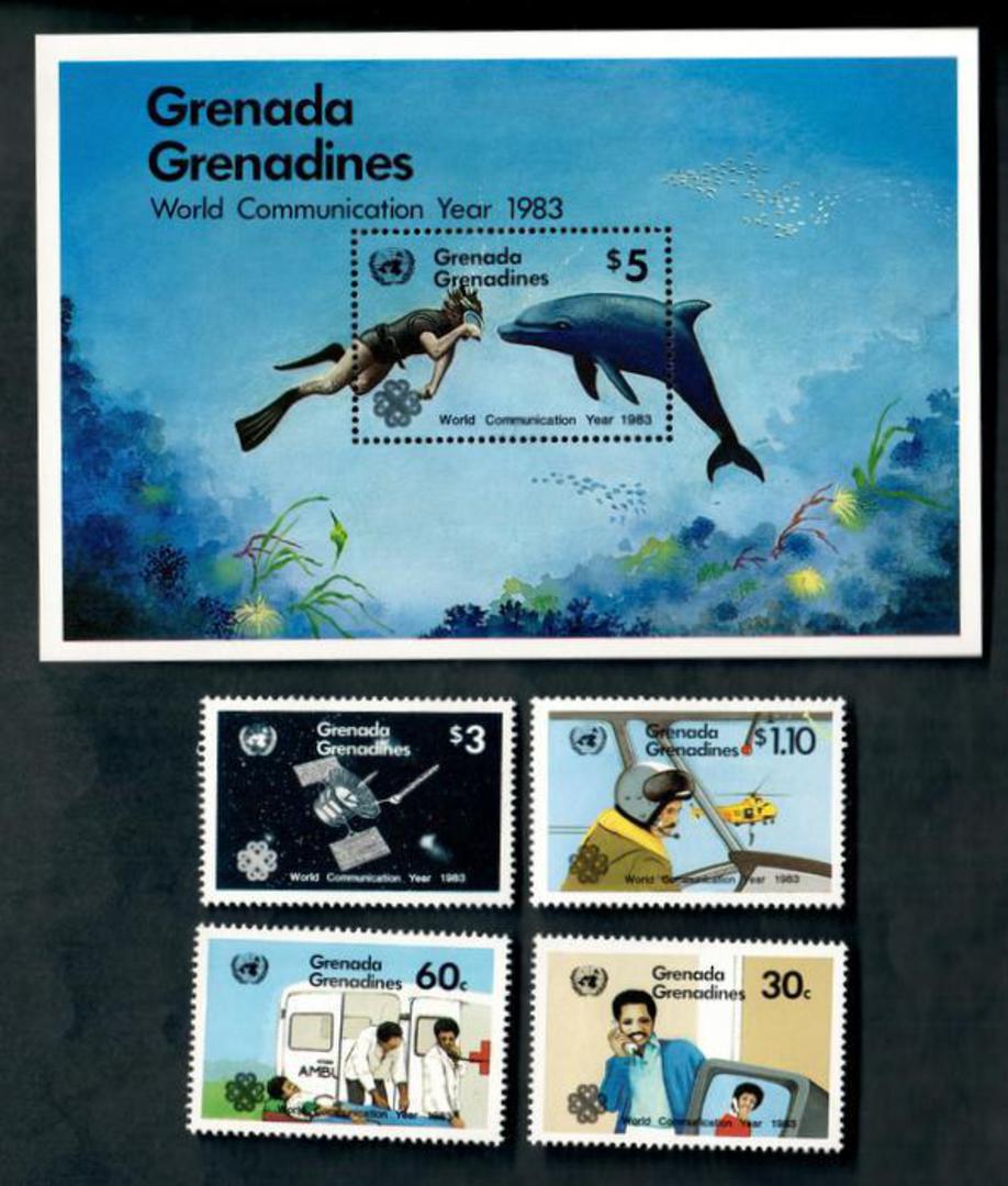 GRENADA Grenadines 1983 World Communications Year. Set of 4 and miniature sheet. - 50409 - UHM image 0