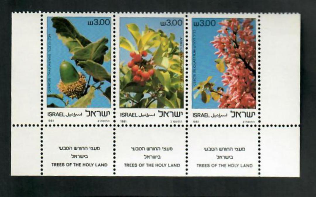 ISRAEL 1981 Trees. Strip of 3 with tabs. - 51031 - UHM image 0