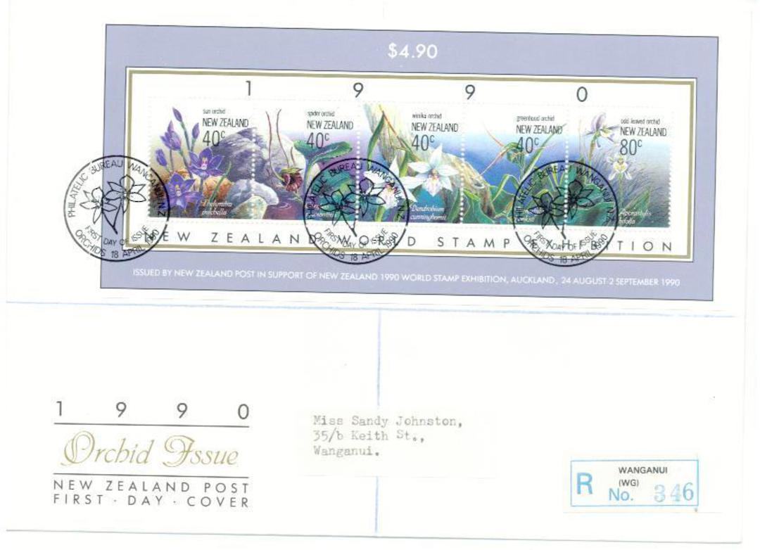 NEW ZEALAND 1990 Orchids. Miniature sheet on first day cover. - 520934 - FDC image 0