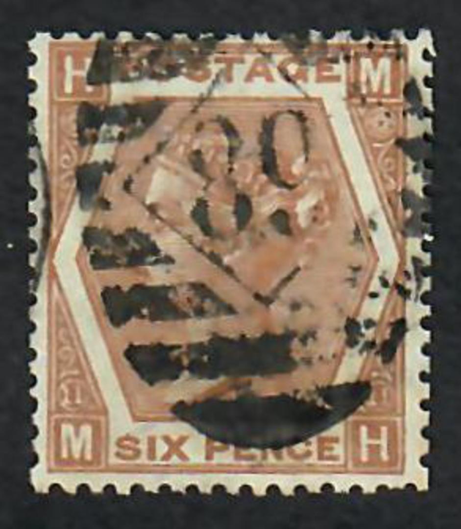 GREAT BRITAIN 1872 6d Deep Chestnut. Plate 11. Letters HMMH. Good perfs. Postmark 89 in diamond oval bars. Centred slightly nort image 0