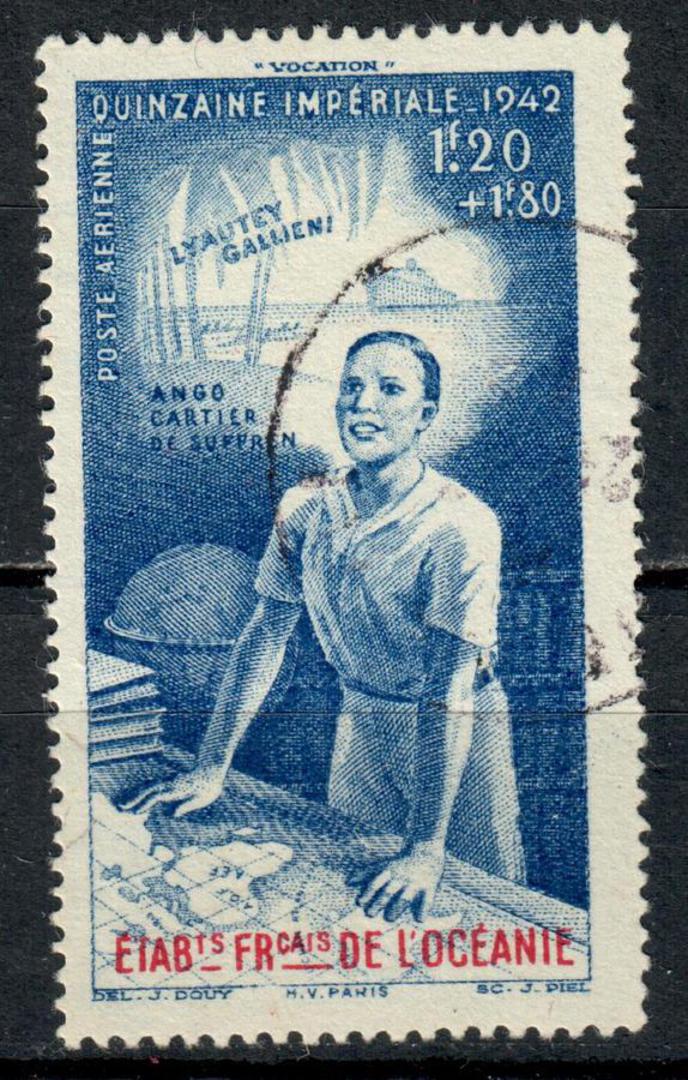 FRENCH OCEANIC SETTLEMENTS 1942 Imperial Fortnight 1fr20+1fr80 Blue. Ostensibly never shipped to the colony but postmarked. From image 0