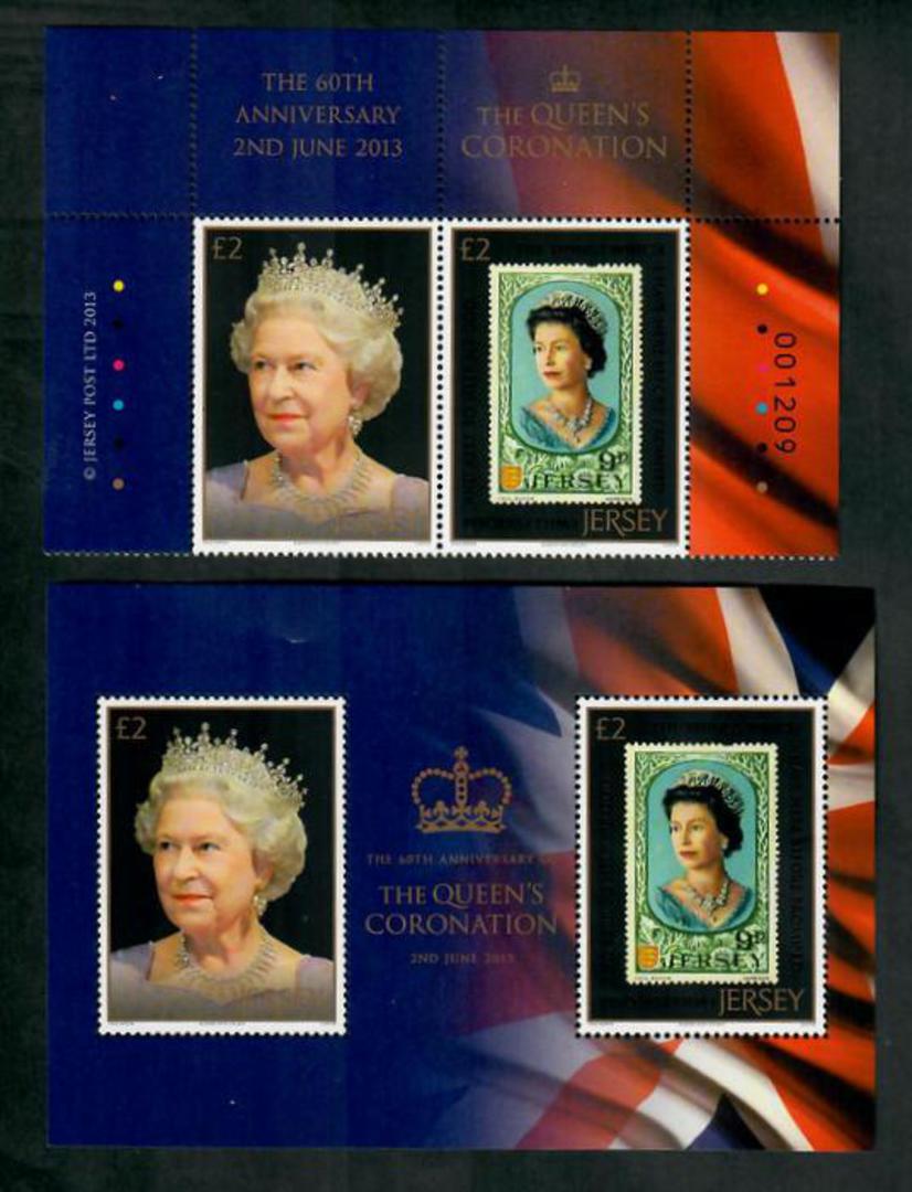 JERSEY 2013 60th Anniversary of the Coronation of Elizabeth 2nd	 Set of 2 and miniature sheet. - 50928 - UHM image 0