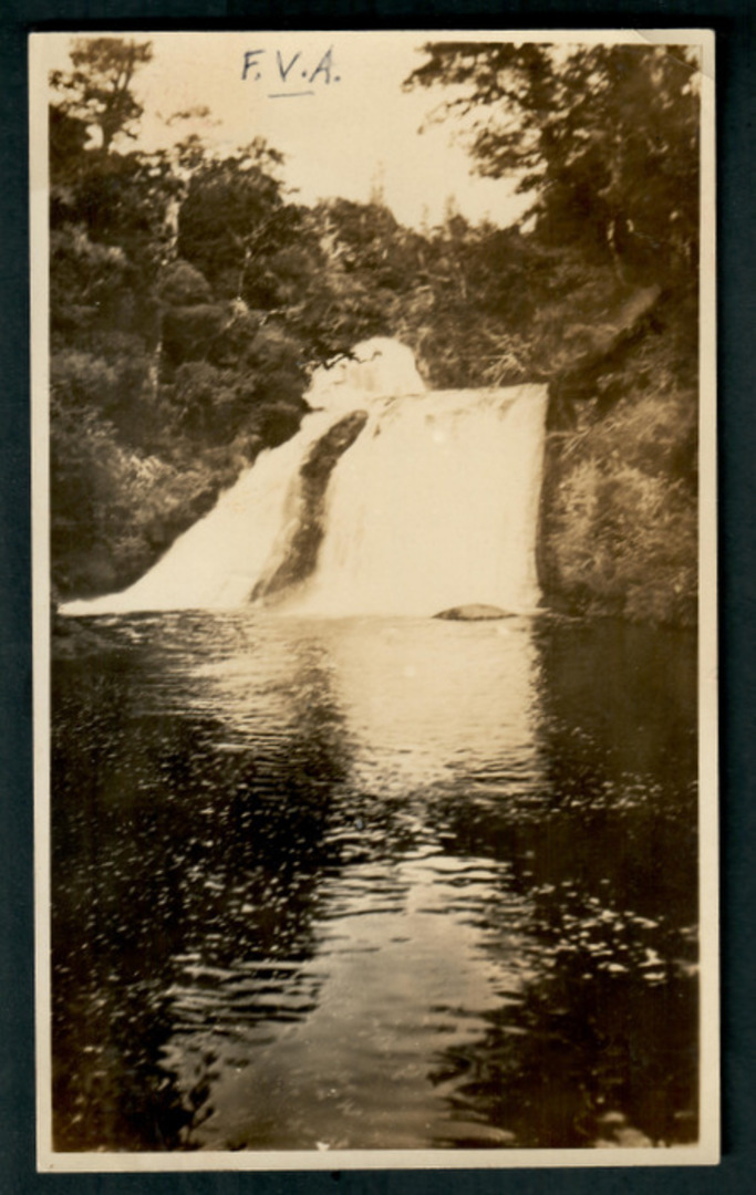 Photograph (not a postcard) of Twin Falls Waikaremoana taken in 1929. - 48185 - Postcard image 0