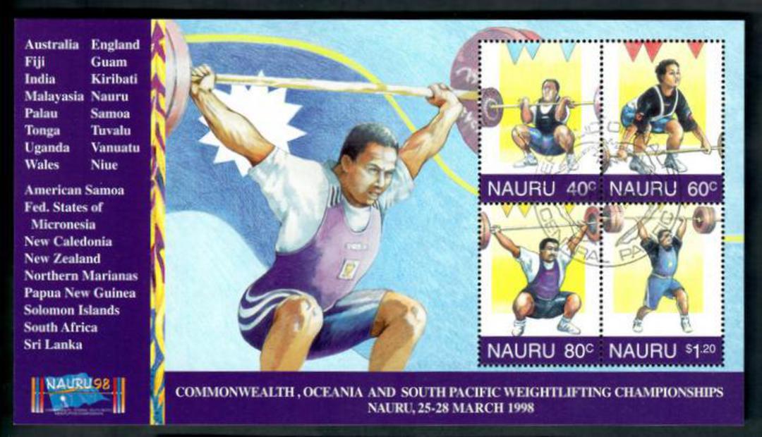NAURU 1998 Commonwealth Weightlifting Championships miniature sheet. - 50221 - UHM image 0