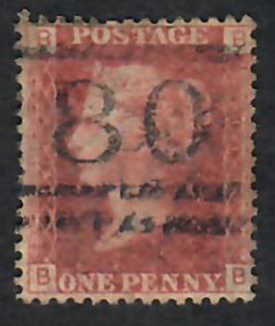 GREAT BRITAIN 1858 1d Red. Plate 114. Letters BBBB. - 70115 - Used image 0