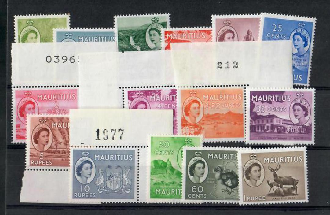 MAURITIUS 1953 Elizabeth 2nd Definitives. Set of 15. - 21557 - UHM image 0