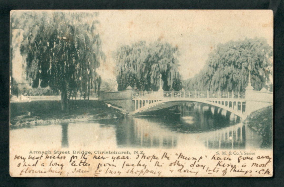 Early Undivided Postcard of Armagh Street Bridge Christchurch. - 48409 - Postcard image 0
