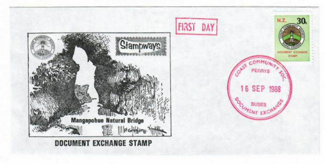 NEW ZEALAND 1988 Stampways Document Exchange on first day cover 16/9/1988. Perry's Buses. - 36067 - PostalHist image 0
