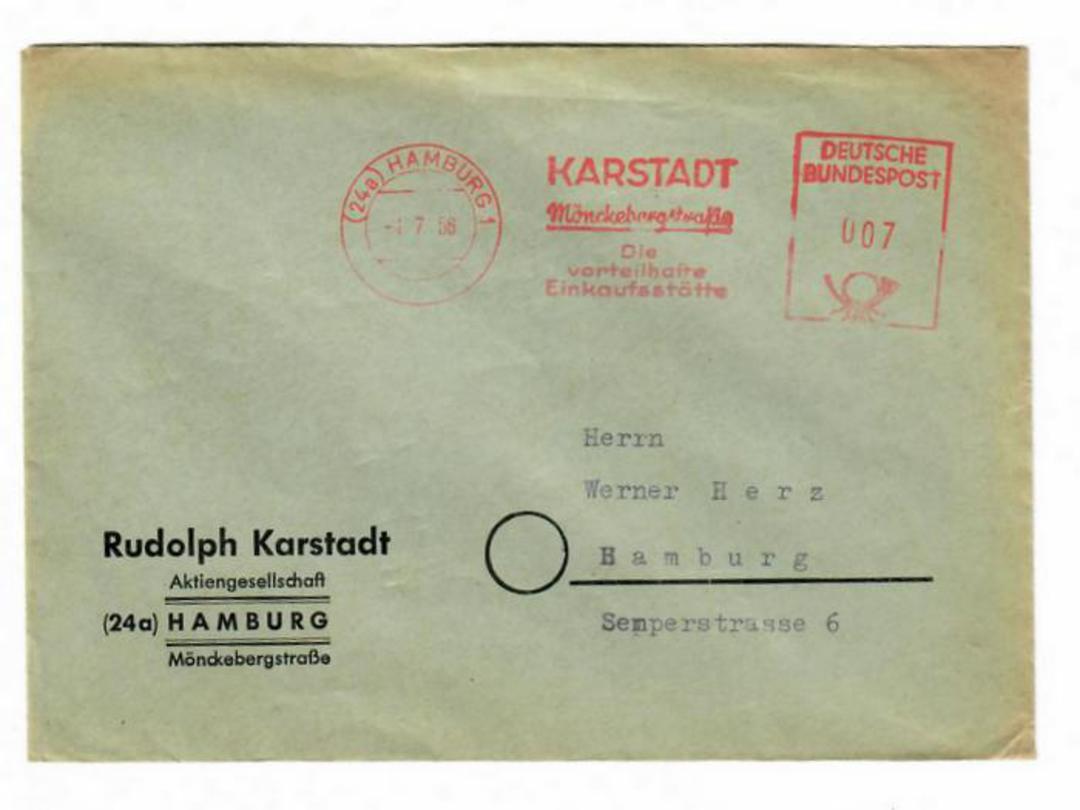 WEST GERMANY 1956 Commercial cover from Rudolph Karstadt with franking machine usage. Very tidy. - 30492 - PostalHist image 0