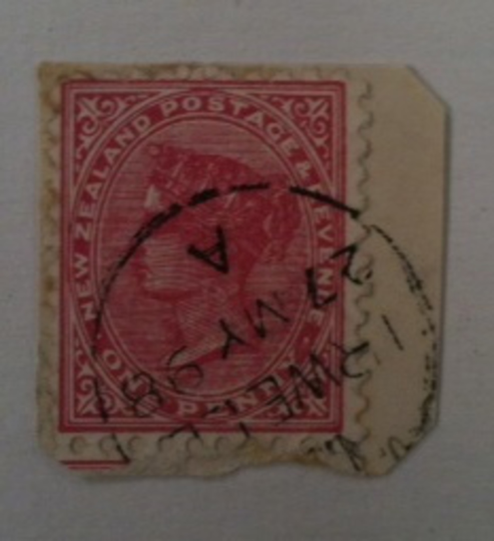 NEW ZEALAND Postmark Christchurch IRWELL. A Class cancel on 1d Second Sideface on piece - 79307 - Postmark image 0