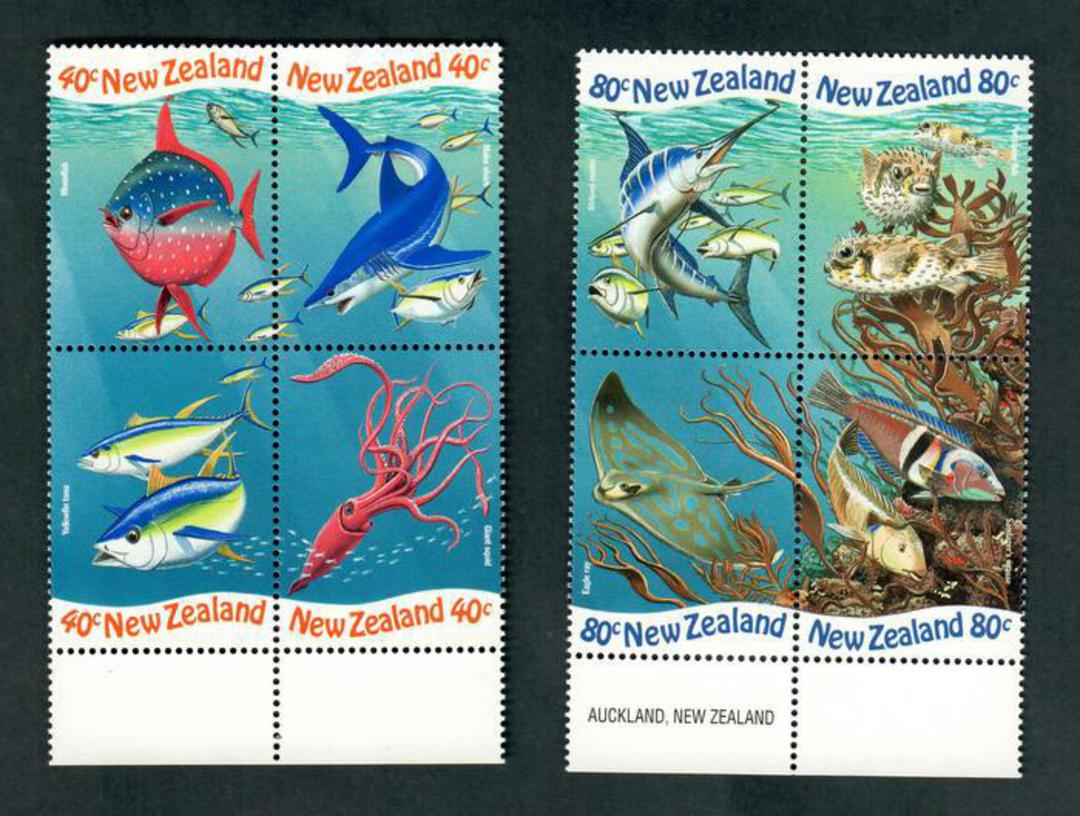 NEW ZEALAND 1998 Underwater World. Set of 8 in blocks of 4. - 52487 - UHM image 0