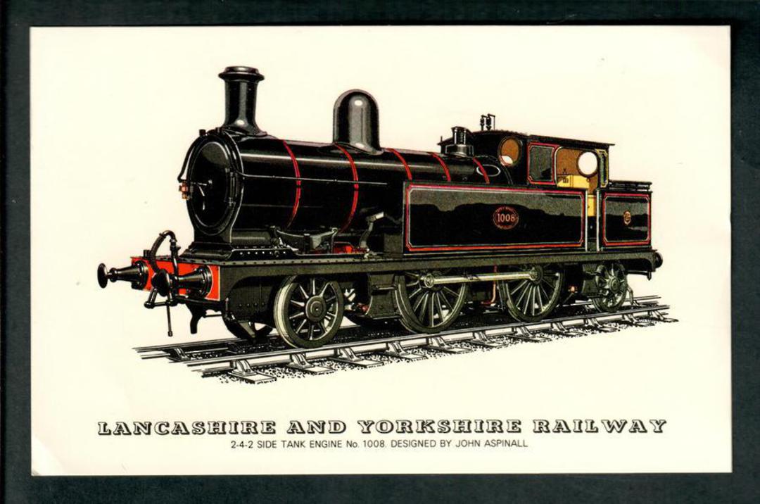 Coloured postcard of Lancashire and Yorkshire Railway 2-4-2 Aspnall Side Tank 1008. - 40609 - Postcard image 0