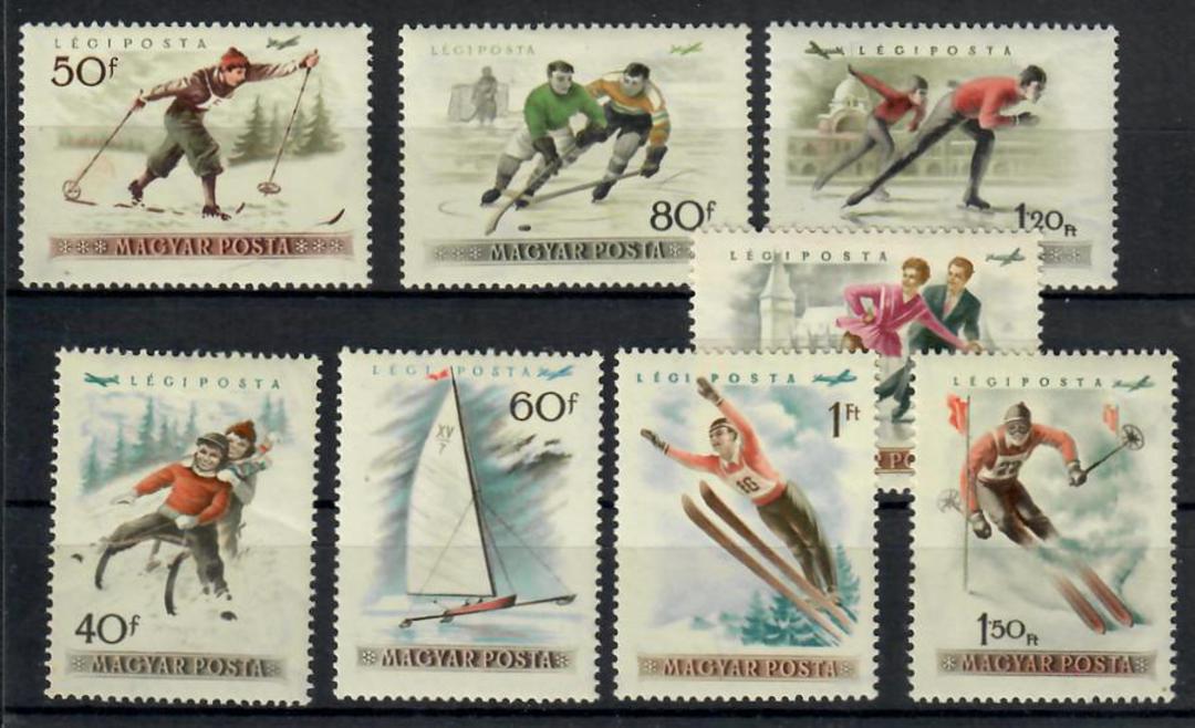 HUNGARY 1955 Winter Sports. Set of 8. - 23776 - Mint image 0