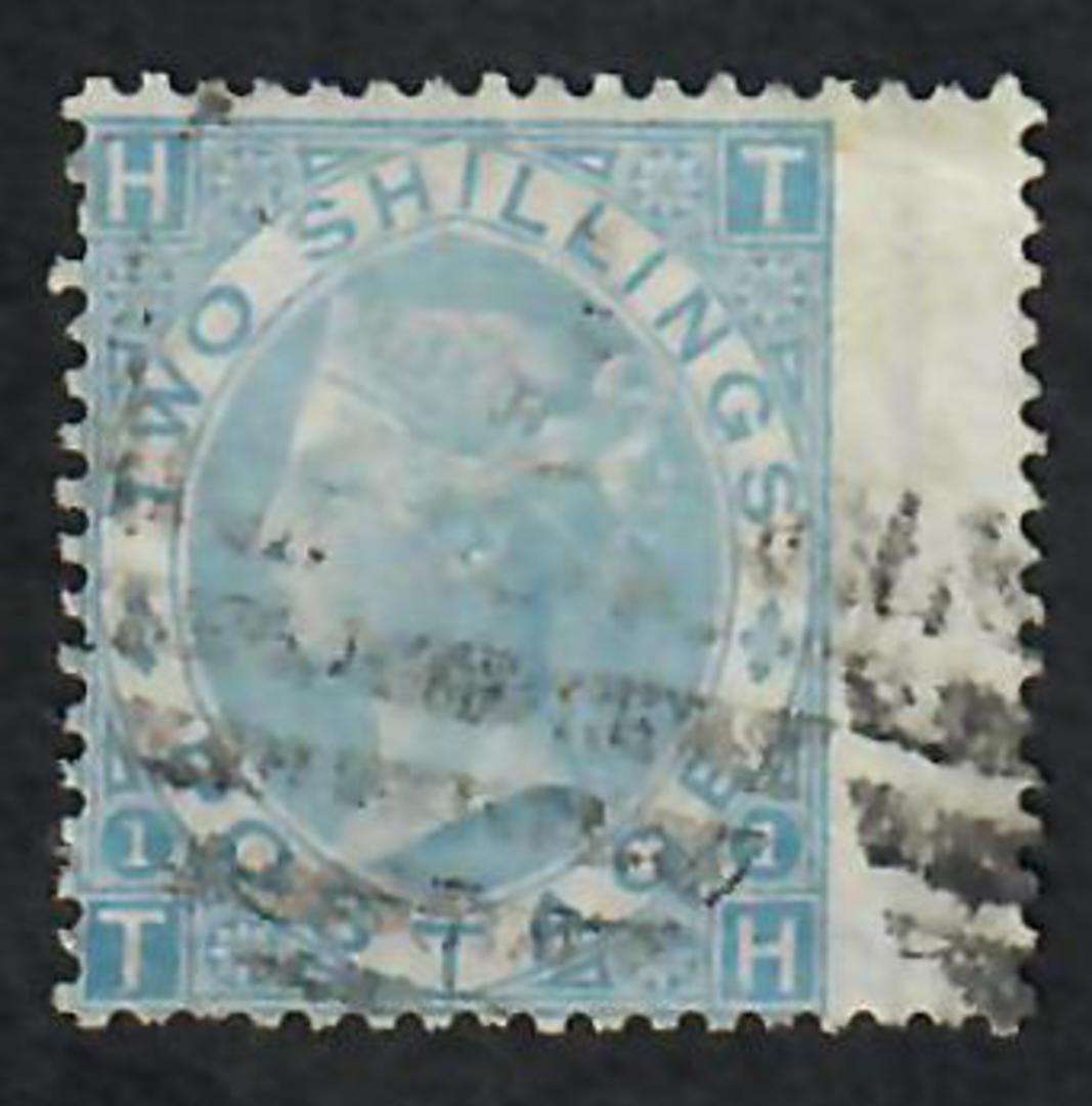 GREAT BRITAIN 1867 2/- Pale Blue. Plate 1. Letters HTTH. Lovely right wing margin copy. Light cancel largely clear of the face. image 0