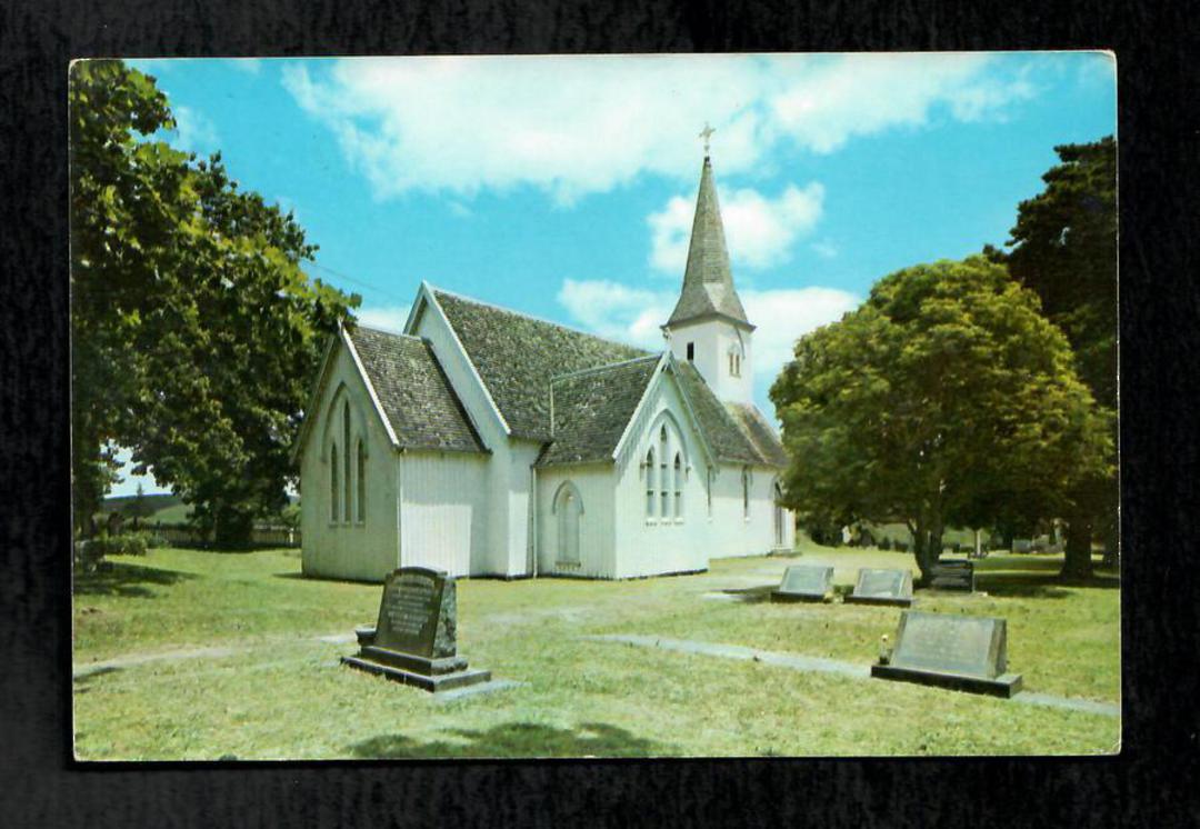 Modern Coloured Postcard by Gladys Goodall of Waimate North Church. - 444520 - Postcard image 0